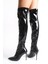 Siyah Rugan Diz Üstü Streç Içten Fermuarlı Daisy Ince Topuklu Kadın Çizme 3