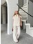 Keten Kısa Kollu Cepli Gömlek Pantolon Ikili Takım - Beyaz 2