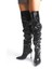 Kadın Çizme Siyah Rugan Diz Üstü Streç Ince Topuklu Tina 6