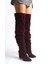 Bordo Süet Kadın Çizme Diz Üstü Kalın Topuklu Lola 5