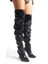 Kadın Çizme Siyah Rugan Diz Üstü Streç Ince Topuklu Tina 3