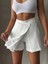 Xmpdby Piliseli Düğmeli Şort Etek Beyaz S25813 (Beden: L) 4
