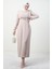 Tüy Detay Tesettür Elbise Açık Pudra 2