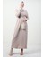 Tüy Detay Tesettür Elbise Açık Pudra 3