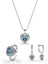 925 Ayar Akuamarin Taşlı Rodyum Pırlanta Işıltılı Kalp 3'lü Gümüş Set-Takım *ayarlanabilir 3