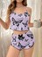 Kelebek Desenli Askılı Şortlu Ev Kombini Rahat Esnek Günlük Pijama Takımı 6