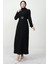 Tüy Detay Tesettür Elbise Siyah 4