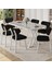 Axton Serisi Sabit Mdf 90X168 Beyaz Mutfak Masa Takımı 6 Siyah Sandalye 1