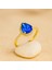14 Ayar Altın Damla Kesim Mavi Safir Yüzük 6