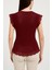 Kadın Bluz | Dantelli Düğme Detaylı Yelek Model | Bordo 2