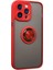 Iphone 14 Pro Max Kılıf Montreal Yüzüklü Silikon Kapak - Kırmızı 2