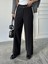 Siyah Paça Detaylı Kemerli Pantolon 4