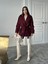 Bordo Modern Kesim Bordo Kaşe Kaban 1
