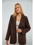 Kadın Oversize Astarlı Blazer Ceket | Kahverengi|kapalı Cepli – Şık ve Modern Tasarım 1