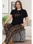 Lady Büyük Beden Kısa Kollu Uzun Pijama Takımı 2