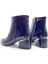 Cleo Sivri Burun Kalın Ökçe Lacivert Rugan Hakiki Deri Kadın Bot 3