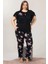 Lady Büyük Beden Kısa Kollu Uzun Pijama Takımı 1
