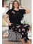 Lady Büyük Beden Kısa Kollu Uzun Pijama Takımı 2