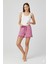 Bambu Fitilli Kadın Ev Şortu Bacak Dantel Detaylı Ev Giyim Pembe 1