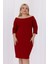 Büyük Beden Carmen Krep Elbise Bordo Truvakar Kol Şık ve Rahat 1