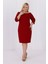 Büyük Beden Carmen Krep Elbise Bordo Truvakar Kol Şık ve Rahat 3