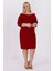 Büyük Beden Carmen Krep Elbise Bordo Truvakar Kol Şık ve Rahat 4