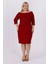 Büyük Beden Carmen Krep Elbise Bordo Truvakar Kol Şık ve Rahat 5