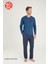 Erkek %100 Pamuklu 4 Mevsim Kumaş V Yaka Uzun Kollu Pijama Takım 1