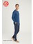 Erkek %100 Pamuklu 4 Mevsim Kumaş V Yaka Uzun Kollu Pijama Takım 4
