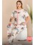 Lady Büyük Beden Gül Desenli Düğmeli Üst Kısa Kollu Pijama Takımı 1