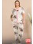 Lady Büyük Beden Gül Desenli Düğmeli Üst Kısa Kollu Pijama Takımı 2