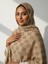 G Desen Bej Kahve Tok Duruşlu Çift Taraflı Jakar Şal 2