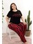 Lady Viskon Kumaş Büyük Beden Desenli Kısa Kollu Uzun Pijama Takımı 2