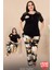 Lady Büyük Beden Çiçek Desenli Kısa Kol Tüllü Detaylı Viskon Kumaş Kapri Pijama Takımı 2