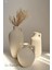 Krem Rengi Doğal El Yapımı Rusel Seramik 3'lü Vazo Seti 30*25*18 cm 2