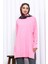 Pembe Bisiklet Yaka Soğuk İplik Triko Tunik 1