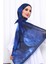 Lacivert Desenli Soft Dijital Şal 1