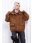 Camel Fermuarlı Astarlı Oversize Kaşe Ceket 3