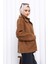 Camel Fermuarlı Astarlı Oversize Kaşe Ceket 4