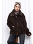 Kahverengi Fermuarlı Astarlı Oversize Kaşe Ceket 2