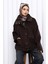 Kahverengi Fermuarlı Astarlı Oversize Kaşe Ceket 3