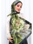 Yağ Yeşili Desenli Soft Dijital Şal 1