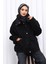 Siyah Fermuarlı Astarlı Oversize Kaşe Ceket 3