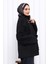 Siyah Fermuarlı Astarlı Oversize Kaşe Ceket 4