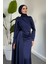 Morley Pelerinli Drapeli Saten Balık Abiye Lacivert 3