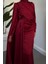 Morley Pelerinli Drapeli Saten Balık Abiye Bordo 4