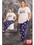 Lady Büyük Beden Gece Desenli Kısa Kollu Pijama Takımı 2