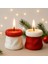 2’li Yılbaşı Örgü Desenli Seramik Tozu Mumluk Seti – Kırmızı Gül Esanslı Soya Wax Mum 4