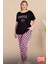Lady Büyük Beden Puantiyeli Paça Detaylı Pijama Kısa Kollu Pijama Takımı 1