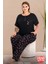 Lady Büyük Beden Çiçek Desenli Pijama Düğmeli Üst Kısa Kollu Pijama Takımı 3